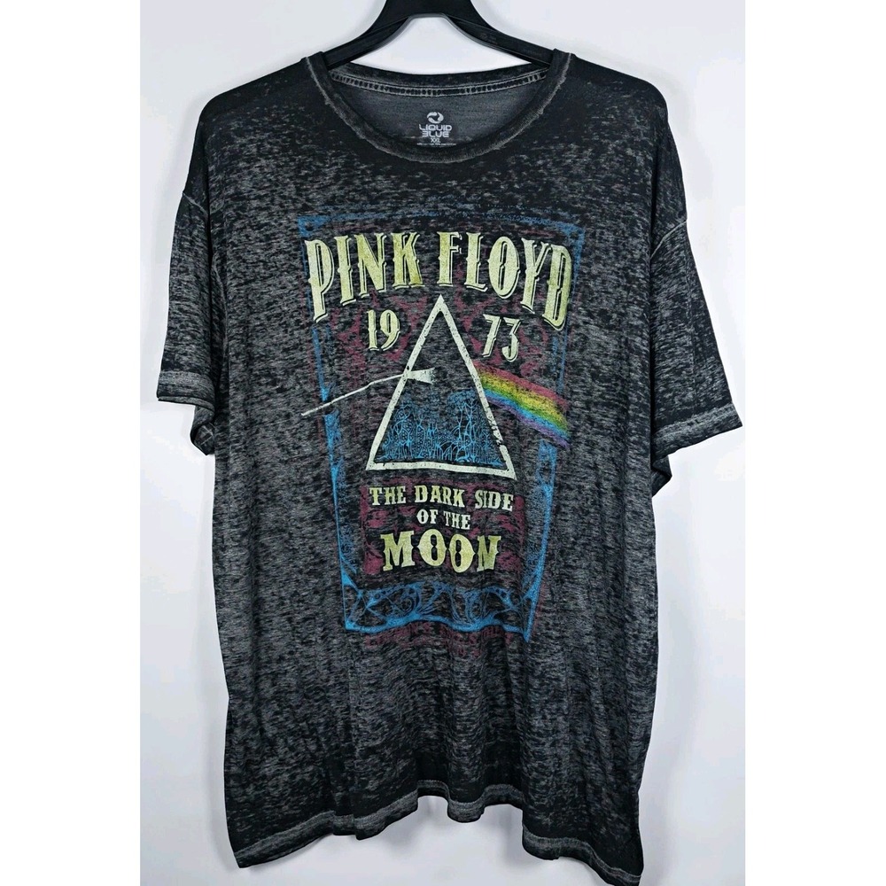 Pink Floyd 1973 Dark Side of the Moon Graphic T-Shirt Liquid Blue Black 2XL